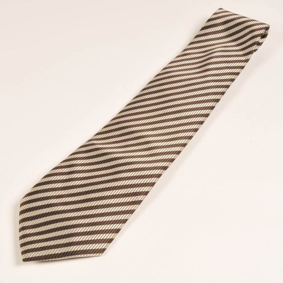 Giorgio Armani Other - Armani Designer diagonal striped gold and brown Tie hand made in italy {Mint}